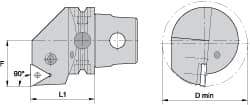 Kennametal - Right Hand Cut, Size KM63, TN.. Insert Compatiblity, Internal Modular Turning & Profiling Cutting Unit Head - 43mm Ctr to Cutting Edge, 60mm Head Length, Through Coolant, Series Kenlever - USA Tool & Supply