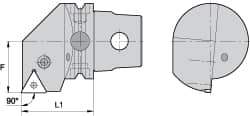 Kennametal - Right Hand Cut, Size KM63, TN.. Insert Compatiblity, External Modular Turning & Profiling Cutting Unit Head - 43mm Ctr to Cutting Edge, 60mm Head Length, Through Coolant, Series Kenlever - USA Tool & Supply