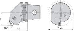 Kennametal - Right Hand Cut, Size KM63, WN.. Insert Compatiblity, Internal Modular Turning & Profiling Cutting Unit Head - 43mm Ctr to Cutting Edge, 60mm Head Length, Through Coolant, Series Kenlever - USA Tool & Supply