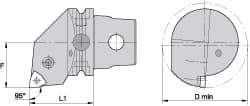 Kennametal - Right Hand Cut, Size KM63, WN.. Insert Compatiblity, Internal Modular Turning & Profiling Cutting Unit Head - 43mm Ctr to Cutting Edge, 60mm Head Length, Through Coolant, Series Kenlever - USA Tool & Supply