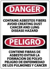 NMC - "Danger - Contains Asbestos Fibers - Avoid Creating Dust - Cancer and Lung Disease Hazard", 14" Long x 10" Wide, Aluminum Safety Sign - Rectangle, 0.04" Thick, Use for Hazardous Materials - USA Tool & Supply