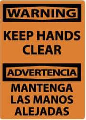 NMC - "Warning - Keep Hands Clear", 14" Long x 10" Wide, Rigid Plastic Safety Sign - Rectangle, 0.05" Thick, Use for Accident Prevention - USA Tool & Supply