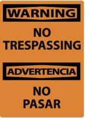 NMC - "Warning - No Trespassing", 14" Long x 10" Wide, Pressure-Sensitive Vinyl Safety Sign - Rectangle, 0.004" Thick, Use for Security & Admittance - USA Tool & Supply