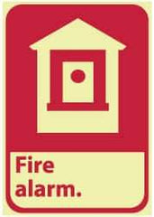 NMC - Fire Alarm, Plastic Fire Sign - 7" Wide x 10" High, Glow-in-the-Dark - USA Tool & Supply