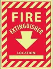NMC - Fire Extinguisher Location: ____, Plastic Fire Sign - 9" Wide x 12" High, Glow-in-the-Dark - USA Tool & Supply
