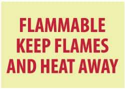 NMC - "Flammable - Keep Flames and Heat Away", 7" Long x 10" Wide, Pressure-Sensitive Vinyl Safety Sign - Rectangle, 0.004" Thick, Use for Hazardous Materials - USA Tool & Supply