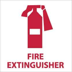 NMC - Fire Extinguisher, Pressure Sensitive Vinyl Fire Sign - 7" Wide x 7" High, Glow-in-the-Dark - USA Tool & Supply