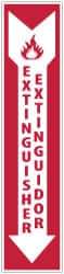 NMC - Extinguisher, Pressure Sensitive Vinyl Fire Sign - 4" Wide x 18" High, English/Spanish, Glow-in-the-Dark - USA Tool & Supply