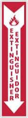 NMC - Extinguisher, Plastic Fire Sign - 4" Wide x 18" High, English/Spanish, Glow-in-the-Dark - USA Tool & Supply