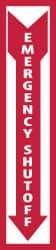 NMC - "Emergency Shut-Off", 18" Long x 4" Wide, Pressure-Sensitive Vinyl Safety Sign - Rectangle, 0.004" Thick, Use for Accident Prevention - USA Tool & Supply