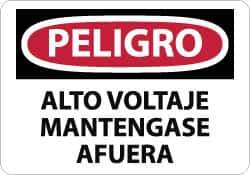 NMC - "Peligro - Alto Voltaje Mantengase Afuera", 10" Long x 14" Wide, Pressure-Sensitive Vinyl Safety Sign - Rectangle, 0.004" Thick, Use for Workplace/Safety - USA Tool & Supply