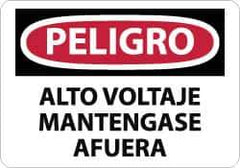 NMC - "Peligro - Alto Voltaje Mantengase Afuera", 10" Long x 14" Wide, Aluminum Safety Sign - Rectangle, 0.04" Thick, Use for Workplace/Safety - USA Tool & Supply