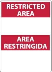 NMC - "Restricted Area", 14" Long x 10" Wide, Pressure-Sensitive Vinyl Safety Sign - Rectangle, 0.004" Thick, Use for Security & Admittance - USA Tool & Supply