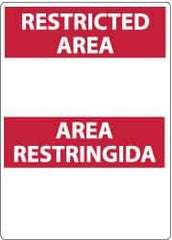NMC - "Restricted Area", 14" Long x 10" Wide, Pressure-Sensitive Vinyl Safety Sign - Rectangle, 0.004" Thick, Use for Security & Admittance - USA Tool & Supply