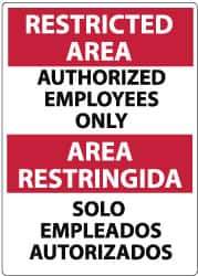 NMC - "Restricted Area - Authorized Employees Only", 14" Long x 10" Wide, Aluminum Safety Sign - Rectangle, 0.04" Thick, Use for Security & Admittance - USA Tool & Supply