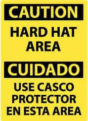 NMC - "Caution - Hard Hat Area", 14" Long x 10" Wide, Rigid Plastic Safety Sign - Rectangle, 0.05" Thick, Use for Accident Prevention - USA Tool & Supply