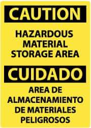 NMC - "Caution - Hazardous Material Storage Area", 14" Long x 10" Wide, Rigid Plastic Safety Sign - Rectangle, 0.05" Thick, Use for Hazardous Materials - USA Tool & Supply