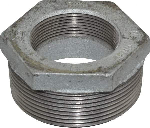 Made in USA - Class 150, 3 x 2" Galvanized Pipe Hex Bushing - Threaded, Malleable Iron - USA Tool & Supply
