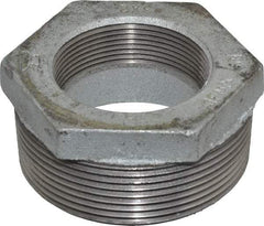 Made in USA - Class 150, 3 x 2" Galvanized Pipe Hex Bushing - Threaded, Malleable Iron - USA Tool & Supply