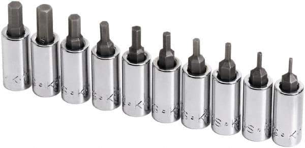 SK - 10 Piece 1/4" Drive Inch Hex Bit Socket Set - 1/16 to 1/4" Hex - USA Tool & Supply