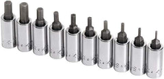 SK - 10 Piece 1/4" Drive Inch Hex Bit Socket Set - 1/16 to 1/4" Hex - USA Tool & Supply