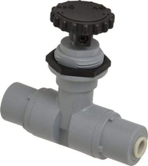 Specialty Mfr - 1/4" Pipe, Inline Needle Valve - EPDM Seal, Push To Connect x Push To Connect Ends, PVC Valve, 125 Max psi - USA Tool & Supply