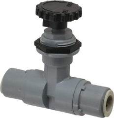 Specialty Mfr - 3/8" Pipe, Inline Needle Valve - EPDM Seal, Push To Connect x Push To Connect Ends, PVC Valve, 125 Max psi - USA Tool & Supply