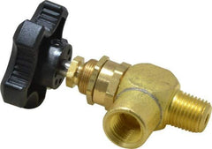 Specialty Mfr - 1/4" Pipe, Angled Needle Valve - MNPT x FNPT Ends, Brass Valve, 500 Max psi - USA Tool & Supply