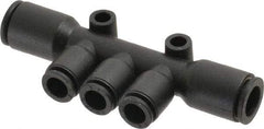 Legris - 8 x 6mm Outside Diam, Nylon Push-to-Connect Multiple Tee with Mounting Holes - 290 Max psi, Black - USA Tool & Supply