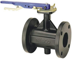 NIBCO - 5" Pipe, Flanged Butterfly Valve - Lever Handle, Cast Iron Body, Polyamide Seat, 200 WOG, EPDM Coated Ductile Iron Disc, Stainless Steel Stem - USA Tool & Supply