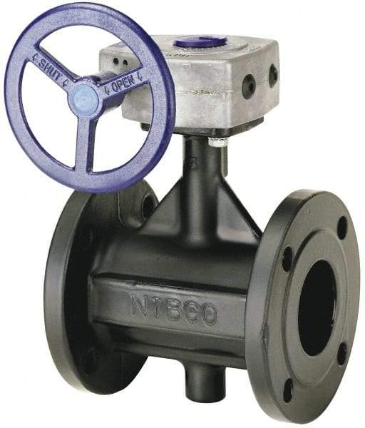 NIBCO - 8" Pipe, Flanged Butterfly Valve - Bare Stem Handle, Ductile Iron Body, Polyamide Seat, 285 WOG, EPDM Coated Ductile Iron Disc, Stainless Steel Stem - USA Tool & Supply