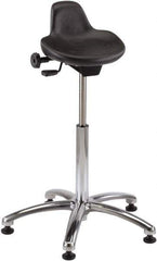 Bevco - 27" Wide x 27" Deep x 20 to 30" High, Steel Base, Adjustable Height Swivel Stool - Polyurethane Seat, Black - USA Tool & Supply