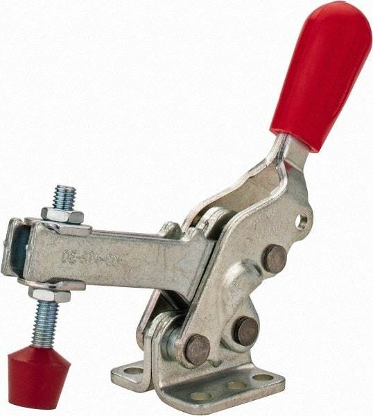 De-Sta-Co - 600 Lb Holding Capacity, Vertical Handle, Manual Hold Down Toggle Clamp - 66° Handle Movement, 75° Bar Opening, U-Bar, Flanged Base, Electro-Plated Zinc, Carbon Steel - USA Tool & Supply