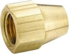 Parker - 7/8" Tube OD, 45° Brass Flared Tube Short Nut - 1-1/4-12 UNF, Flare Ends - USA Tool & Supply