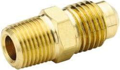 Parker - 7/8" Tube OD, 45° Brass Flared Tube Male Connector - 3/4-14 NPTF, Flare x MNPTF Ends - USA Tool & Supply
