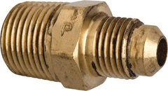 Parker - 5/16" Tube OD, 45° Brass Flared Tube Male Connector - 3/8-18 NPTF, Flare x MNPTF Ends - USA Tool & Supply