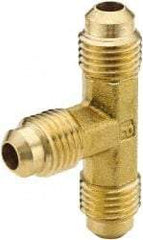 Parker - 1/2 x 1/2 x 3/8" Tube OD, 45° Brass Flared Tube Union Tee - Flare x Flare x Flare Ends - USA Tool & Supply