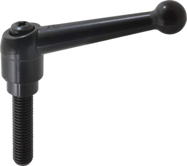 KIPP - 1/2-13, 0.98" Hub Diam, Zinc Die Cast (Steel Components) Threaded Stud Adjustable Clamping Lever - 1.97" Stud Length, 4-1/4" OAL, 2.64" High - USA Tool & Supply