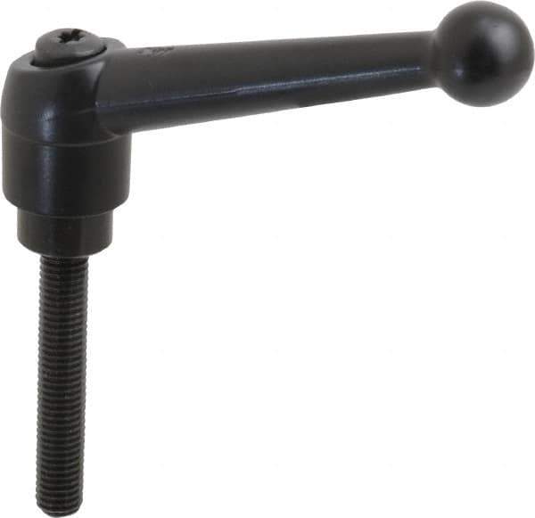 KIPP - M10 x 1.5, 25mm Hub Diam, Zinc Die Cast (Steel Components) Metric Threaded Stud Adjustable Clamping Lever - 60mm Stud Length, 108mm OAL, 67mm High - USA Tool & Supply