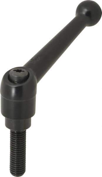 KIPP - M12 x 1.75, 25mm Hub Diam, Zinc Die Cast (Steel Components) Metric Threaded Stud Adjustable Clamping Lever - 40mm Stud Length, 108mm OAL, 67mm High - USA Tool & Supply