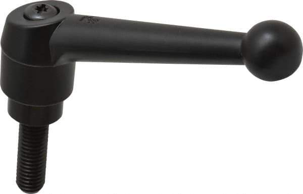 KIPP - 1/2-13, 1.18" Hub Diam, Zinc Die Cast (Steel Components) Threaded Stud Adjustable Clamping Lever - 1.57" Stud Length, 4.96" OAL, 3.11" High - USA Tool & Supply