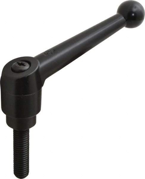 KIPP - 1/2-13, 1.18" Hub Diam, Zinc Die Cast (Steel Components) Threaded Stud Adjustable Clamping Lever - 1.97" Stud Length, 4.96" OAL, 3.11" High - USA Tool & Supply
