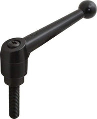 KIPP - 1/2-13, 1.18" Hub Diam, Zinc Die Cast (Steel Components) Threaded Stud Adjustable Clamping Lever - 1.97" Stud Length, 4.96" OAL, 3.11" High - USA Tool & Supply