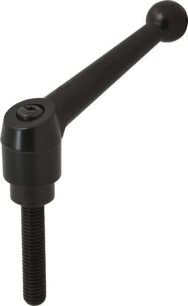 KIPP - 1/2-13, 1.18" Hub Diam, Zinc Die Cast (Steel Components) Threaded Stud Adjustable Clamping Lever - 2.36" Stud Length, 4.96" OAL, 3.11" High - USA Tool & Supply