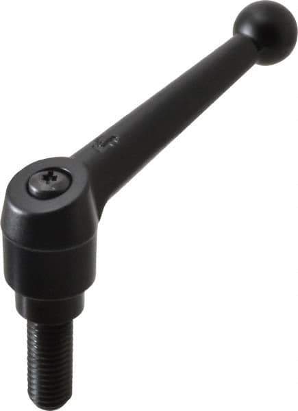 KIPP - 5/8-11, 1.18" Hub Diam, Zinc Die Cast (Steel Components) Threaded Stud Adjustable Clamping Lever - 1.57" Stud Length, 4.96" OAL, 3.11" High - USA Tool & Supply