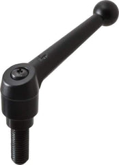 KIPP - 5/8-11, 1.18" Hub Diam, Zinc Die Cast (Steel Components) Threaded Stud Adjustable Clamping Lever - 1.57" Stud Length, 4.96" OAL, 3.11" High - USA Tool & Supply