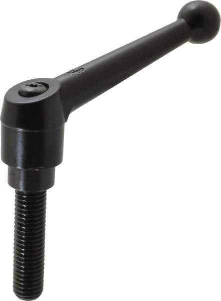 KIPP - 5/8-11, 1.18" Hub Diam, Zinc Die Cast (Steel Components) Threaded Stud Adjustable Clamping Lever - 2.36" Stud Length, 4.96" OAL, 3.11" High - USA Tool & Supply