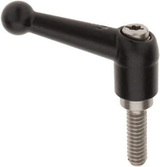 KIPP - 1/4-20, 13mm Hub Diam, Zinc Die Cast (Stainless Steel Components) Threaded Stud Adjustable Clamping Lever - 0.79" Stud Length, 46mm OAL, 32.5mm High - USA Tool & Supply