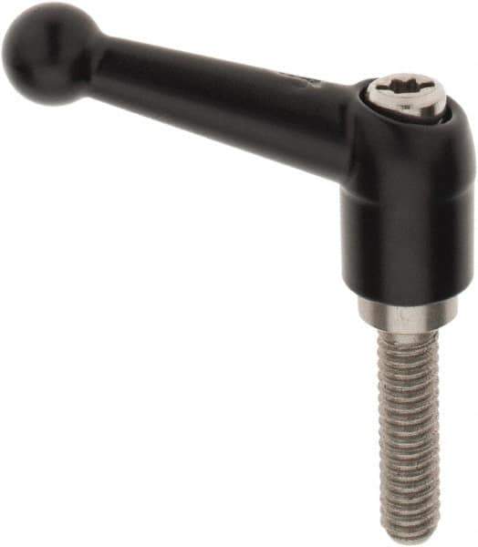 KIPP - 1/4-20, 13mm Hub Diam, Zinc Die Cast (Stainless Steel Components) Threaded Stud Adjustable Clamping Lever - 0.98" Stud Length, 46mm OAL, 32.5mm High - USA Tool & Supply