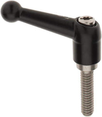 KIPP - 1/4-20, 13mm Hub Diam, Zinc Die Cast (Stainless Steel Components) Threaded Stud Adjustable Clamping Lever - 0.98" Stud Length, 46mm OAL, 32.5mm High - USA Tool & Supply